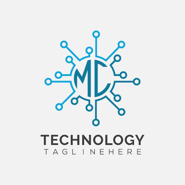 MC initial monogram for technology logo with circle style design