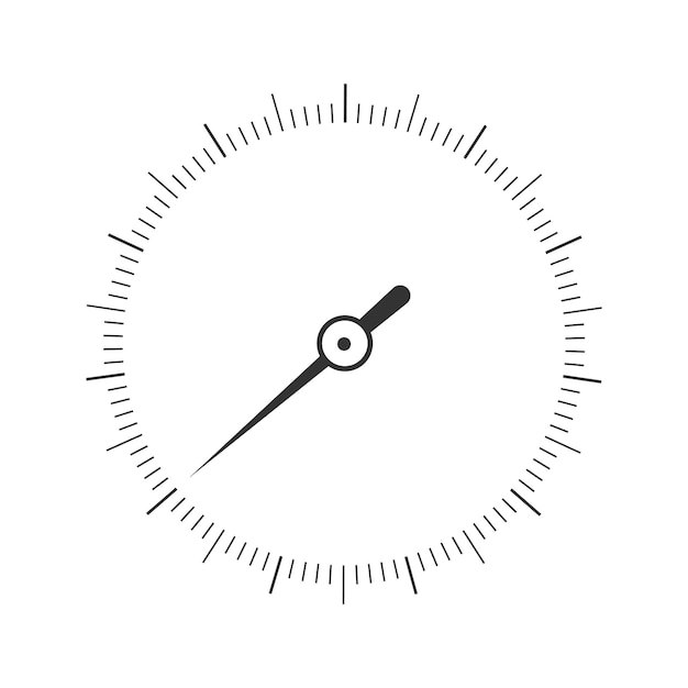 Measuring scale with arrow 360 degree template of barometer compass speedometer circular ruler tool