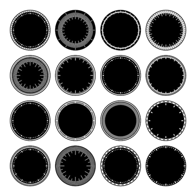 Mechanical clock faces bezel watch dial with minute and hour marks timer or stopwatch element blank