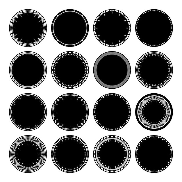 Mechanical clock faces bezel watch dial with minute and hour marks timer or stopwatch element blank