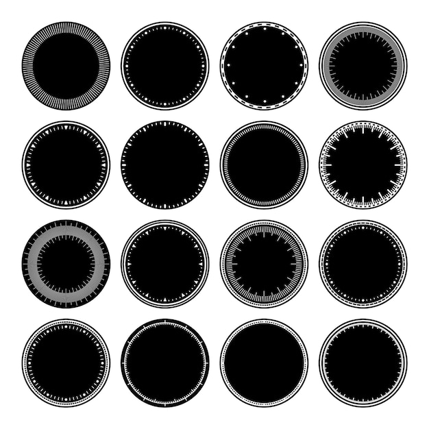 Mechanical clock faces bezel watch dial with minute and hour marks timer or stopwatch element blank