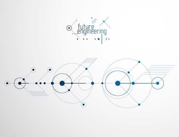 Mechanical engineering technology vector abstract background, cybernetic abstraction with innovative industrial schemes.