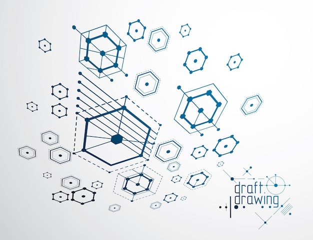 mechanical engineering technology vector abstract background, cybernetic abstraction with innovative industrial schemes.