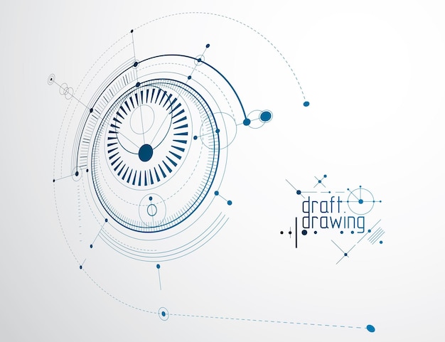 Mechanical scheme, vector engineering drawing with circles and geometric parts of mechanism. Technical plan can be used in web design and as wallpaper or background.