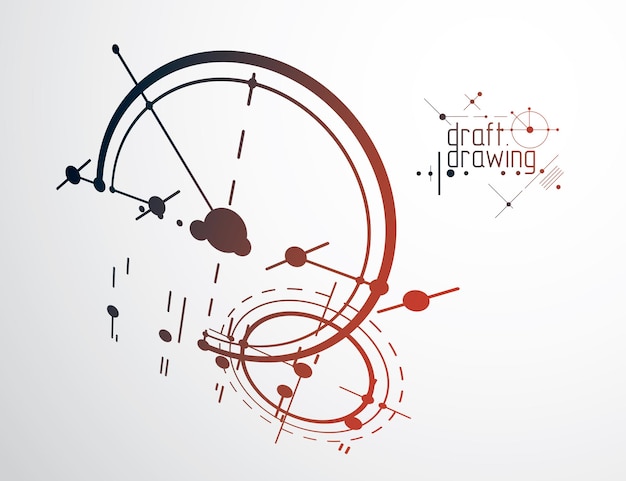 mechanical scheme, vector engineering drawing with circles and lines. technical plan can be used in web design and as wallpaper or background. art graphic illustration.