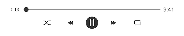 Mediaplayer progress loading bar with time slider Pause shuffle repeat rewind and fast forward buttons Audio or video player playback panel interface elements