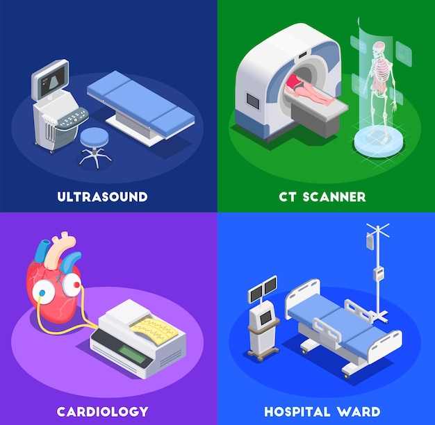 Medical equipment concept with editable text and conceptual images of medical appliances surgical facilities