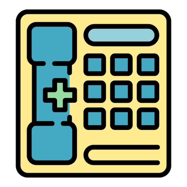 Medical phone icon Outline medical phone vector icon color flat isolated