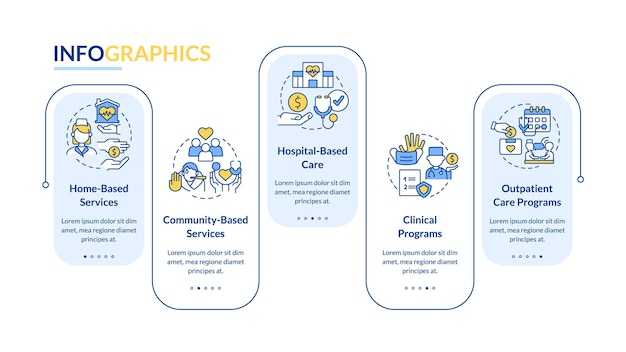Medicinske tjenester blå rektangel infografisk skabelon