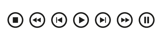 Medieafspiller knapper samling Vektor illustration isoleret på hvid baggrund Musikafspiller koncept 10 eps