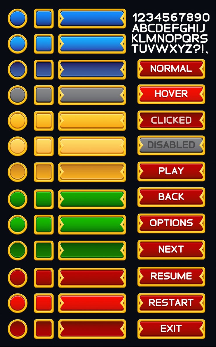 Vektör medieval game buttons pack