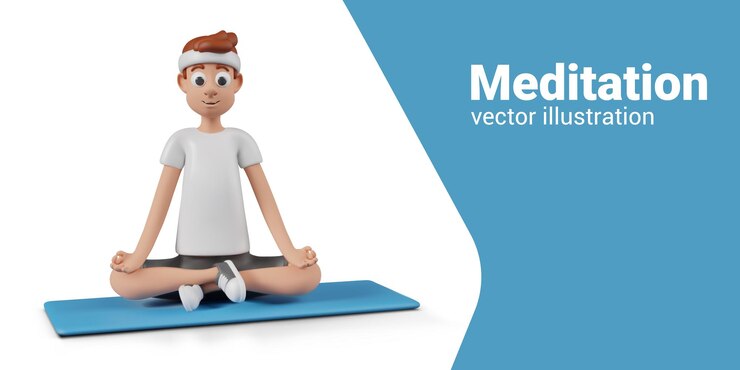 Vektör meditation concept vector realistic man sitting in lotus position on mat