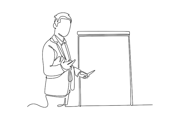 Meeting and Presentation concept Single line draw design vector graphic illustration