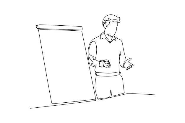 Meeting and Presentation concept Single line draw design vector graphic illustration