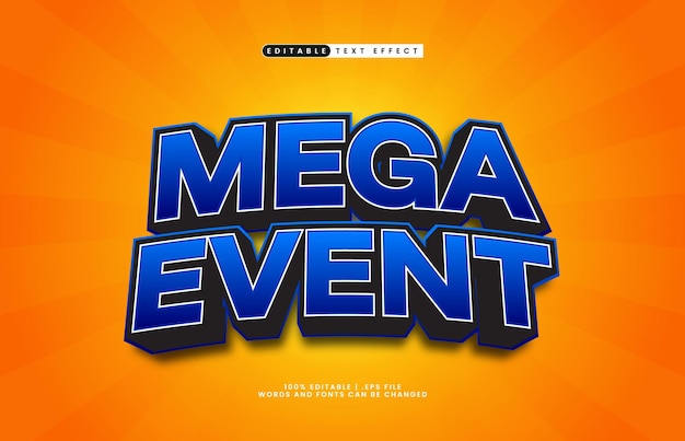 mega event editable text effect with show stage and light theme
