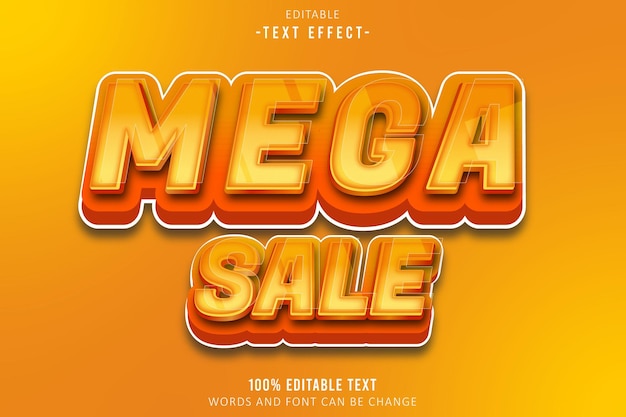 Mega Sale editable text effect 3d emboss cartoon style