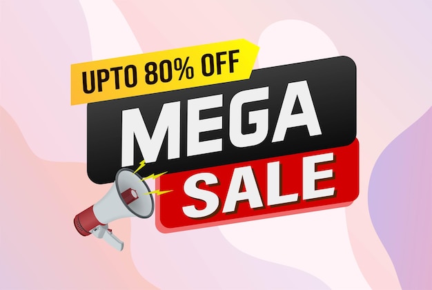 mega sale word concept vector illustration and 3d style landing page template ui web mobile app