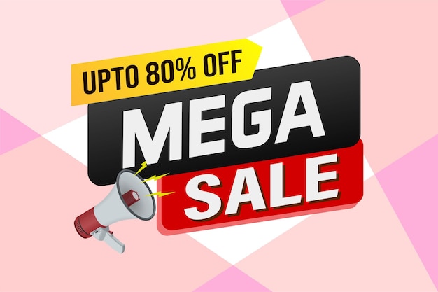 mega sale word concept vector illustration and 3d style landing page template ui web mobile app
