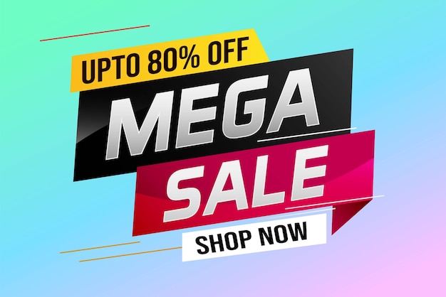 mega sale word concept vector illustration with lines and 3d style, landing page,