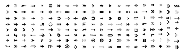 Mega set of vector arrows Vector set of swipe arrows black icons Simple arrows Vector illustration