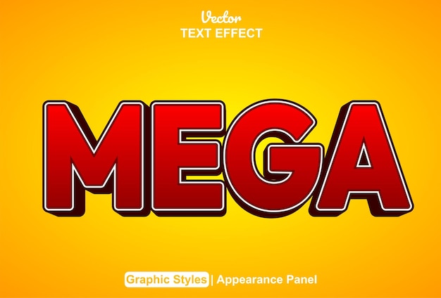 Mega text effect with red color graphic style and editable