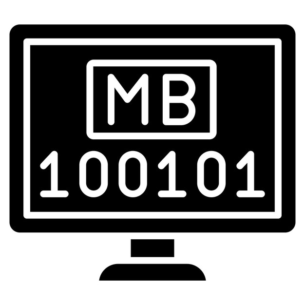 Megabyte Glyph Solid Black Illustration