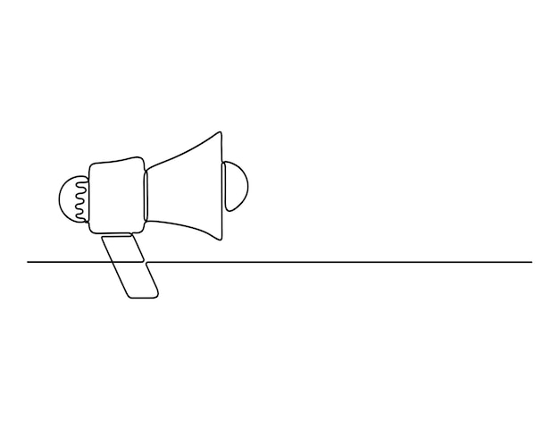 Megaphone continuous one line drawing vector illustration