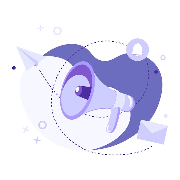 Megaphone or loudspeaker  flat vector illustration advertising, announcement, notification concept