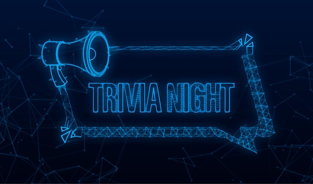 megaphone with trivia night. megaphone banner. web design. plexus icon. vector stock illustration.
