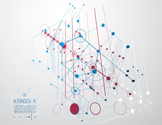 Mekanisk skema, vektor ingeniørtegning med cirkler og geometriske dele af en mekanisme. Teknisk plan kan bruges i webdesign og som wallpaper eller baggrund.