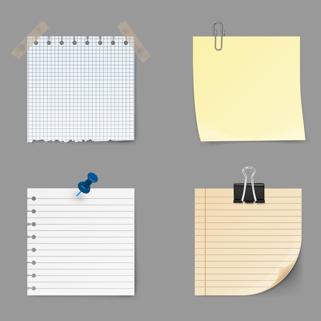 memo notes icons set of yellow sticky post it note isolated on background vector illustration