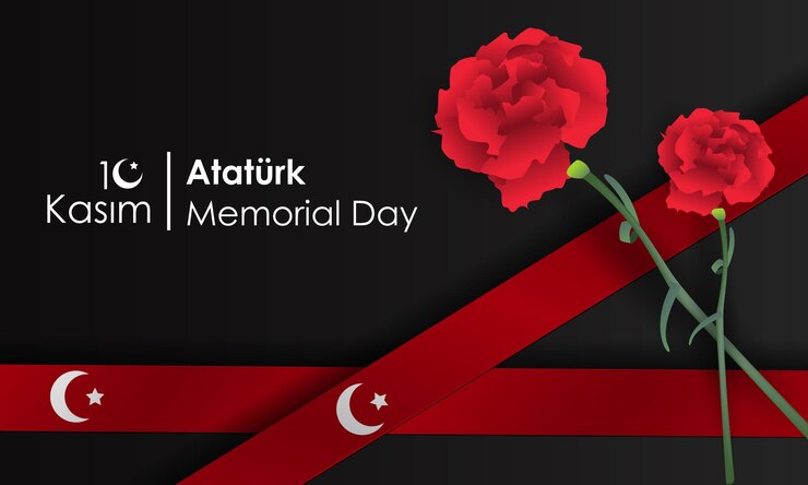 Vektör memorial day of the turkish republic mustafa kemal ataturktranslation novembe translation novembe