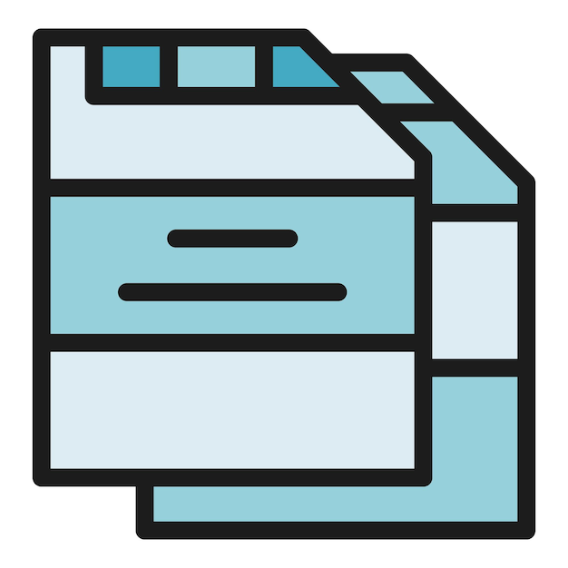 Memory card icon outline vector Sd storage Flash chip color flat