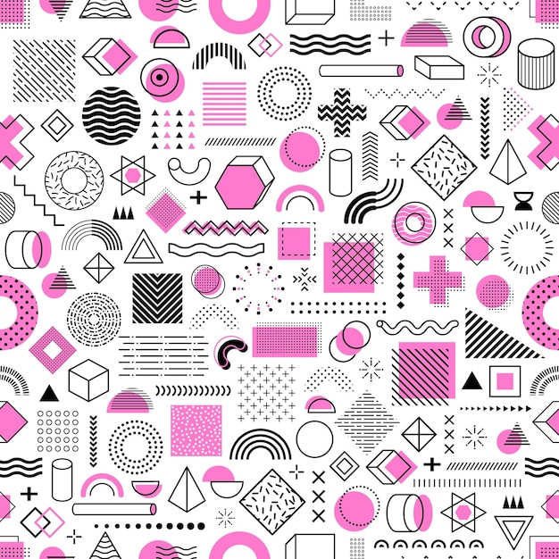 Memphis geometric shapes pattern background