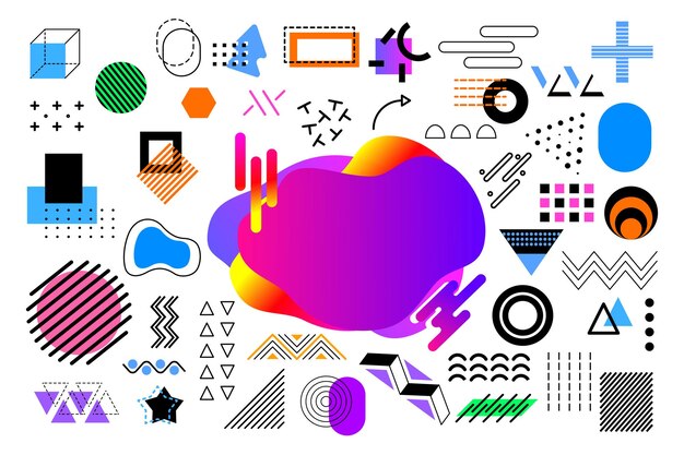 Memphis geometric shapes with copy space and elements