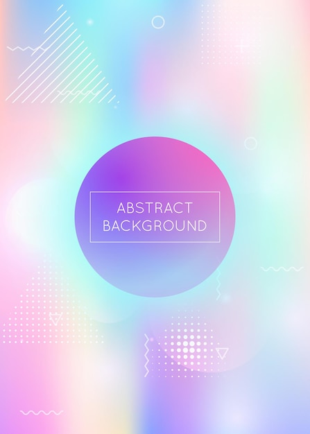Memphis gradient background with liquid shapes Dynamic holograp