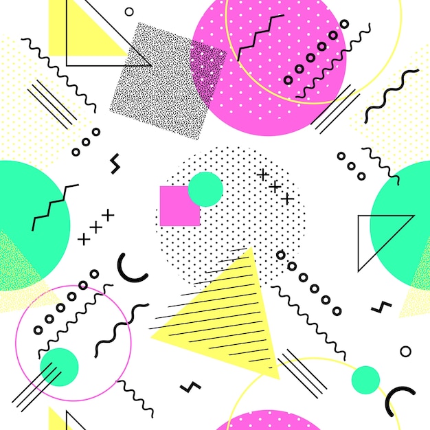 Memphis seamless pattern colorful.