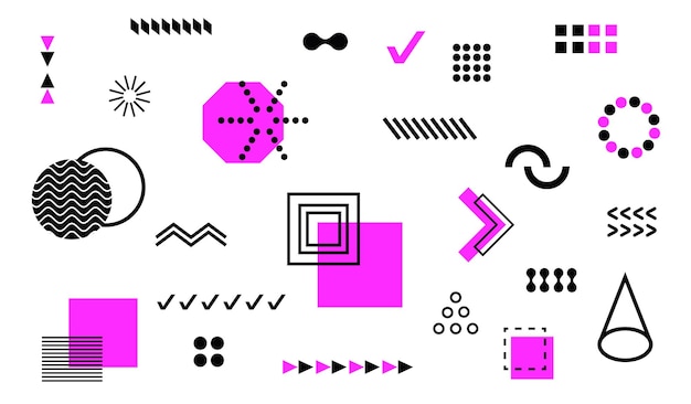 Memphis set of geometric shapes for minimal design.