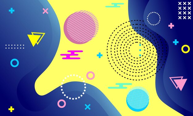 memphis style abstract background with geometric elements suitable for use for poster banner