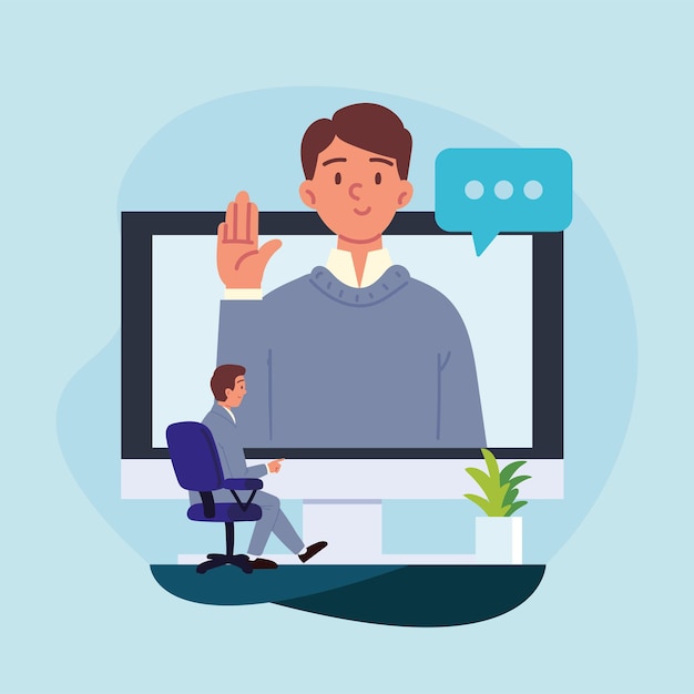 Men making video call