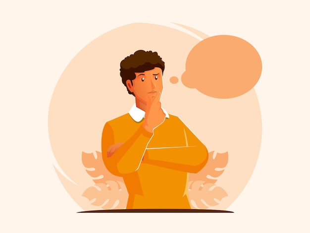 Men think with think bubble symbol