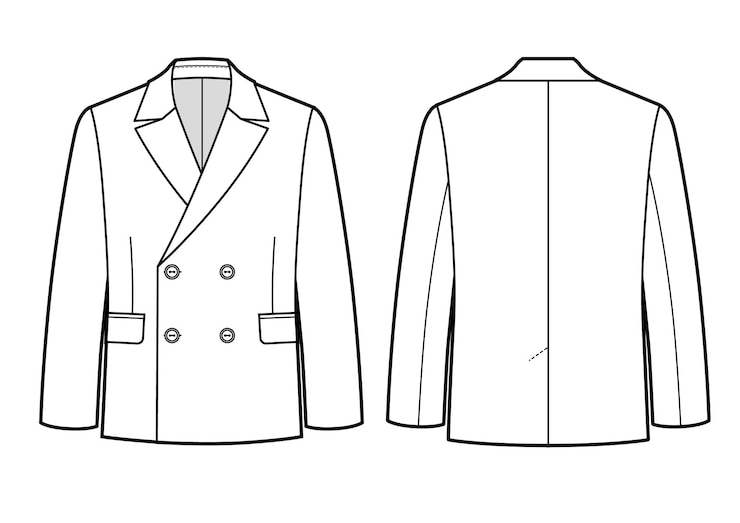 Vektör mens office double breasted suit jacket vector sketch