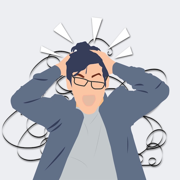Mental illness man frustration and depression
