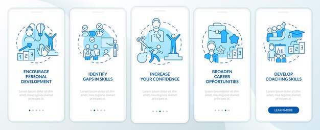 mentoring relationship goals blue onboarding mobile app screen