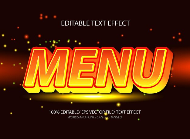 Menu 3d text design editable