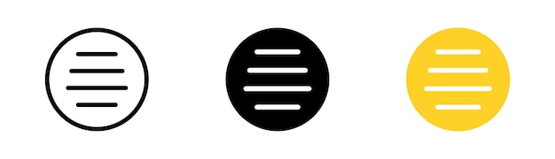 Menu buttons set icon Tiles slider settings centering alignment application control panel check list align Vector icon in line black and colorful style on white background