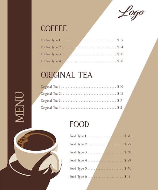 menu design related to bar restaurant or caffe