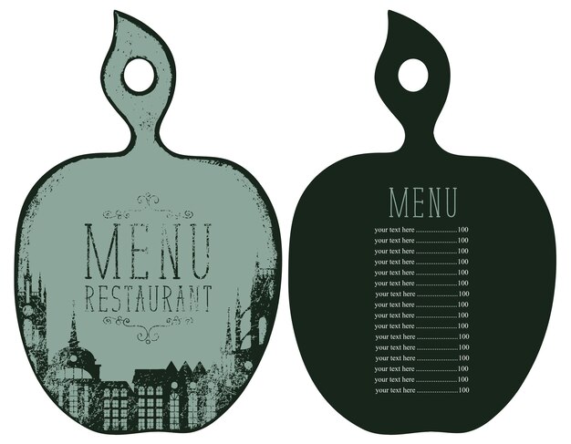 menu for restaurant in form of cutting board