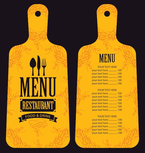 Menu in the form of cutting board