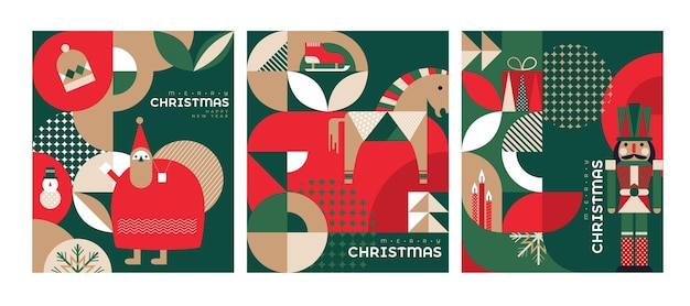 merry christmas and happy new year of gold luxury christmas pine tree frame with geometric style